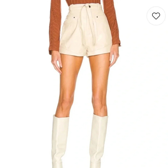 Revolve L’Academie Savon cream leather shorts - Picture 1 of 16